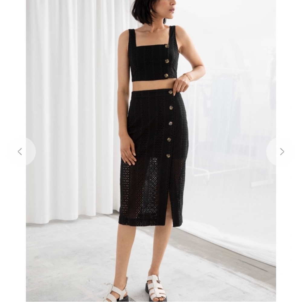 & Other Stories Black Eyelet Skirt NWT